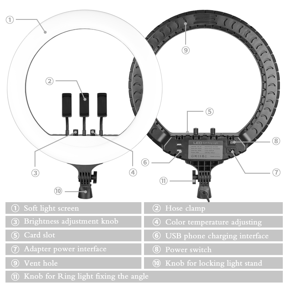 Luz de anel LED SH de 18 poleg - Photography Lighting Circle avaliação e preço