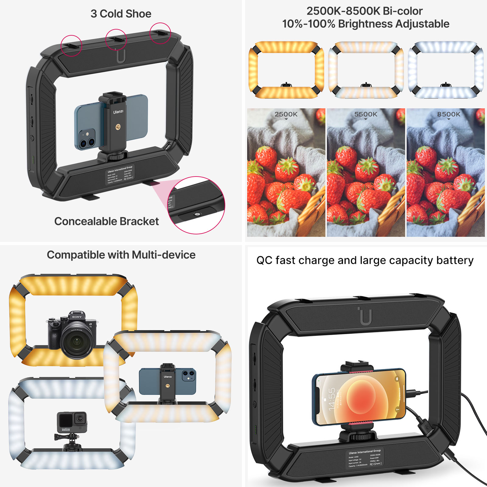 Ulanzi U200 U-200 Smartphone V - Iris Photography Led Lighting Pack avaliação e preço